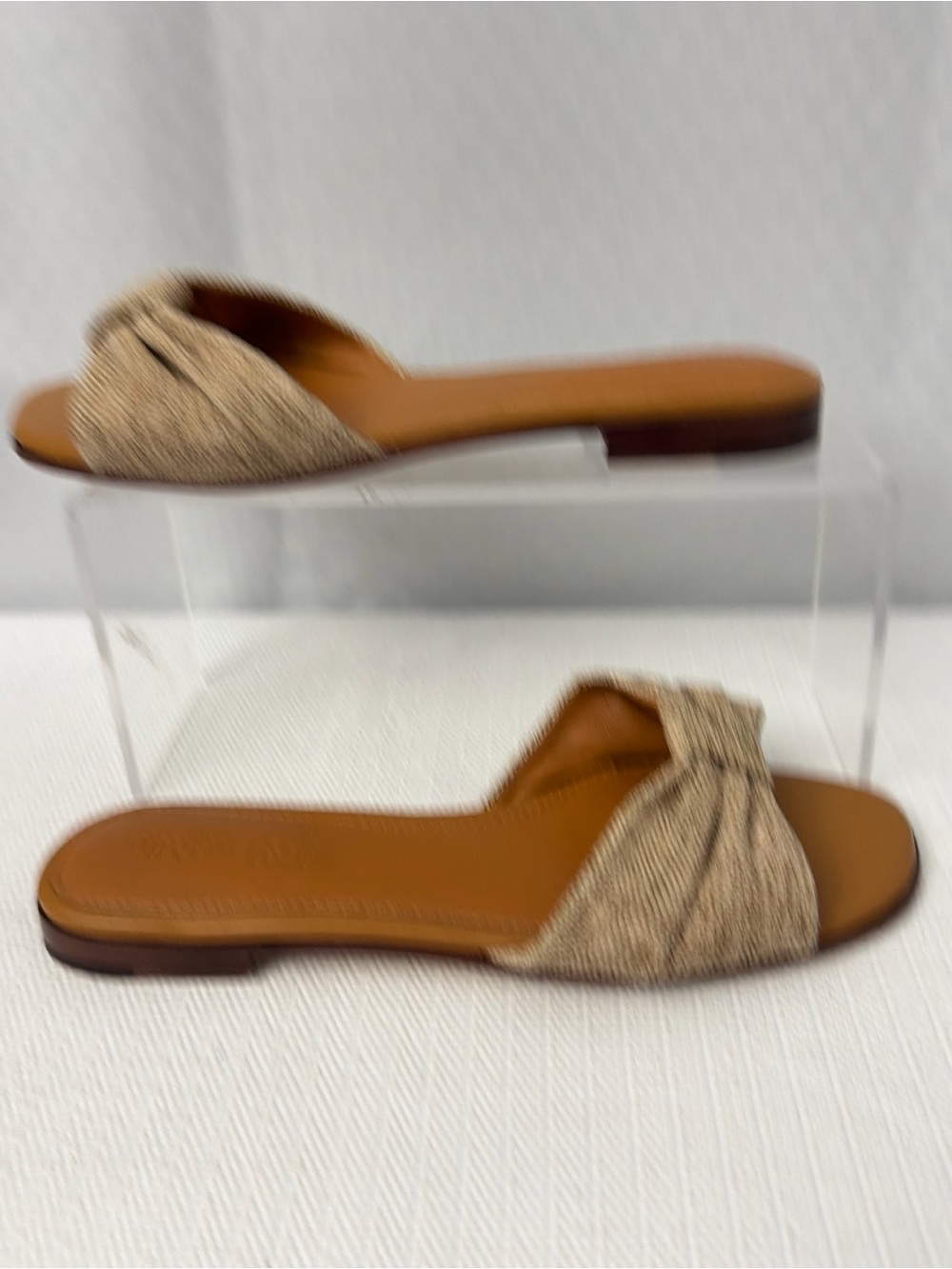 J. McLaughlin Karina Linen Sandals Natural Bow Flats Women’s Size 6.5 Brown - Picture 7 of 9
